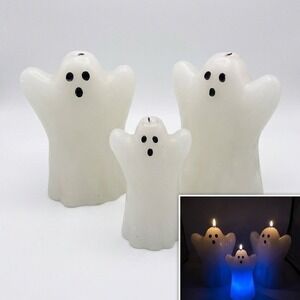 Illuminations Halloween Ghost Color Changing Candle Set of 3 LED Wax Spooky